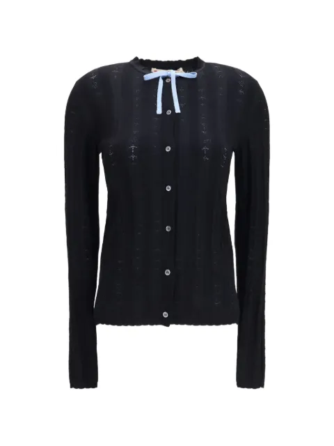 Marni bow-detail textured-knit cardigan Black CDMD0454Q0UFZ634