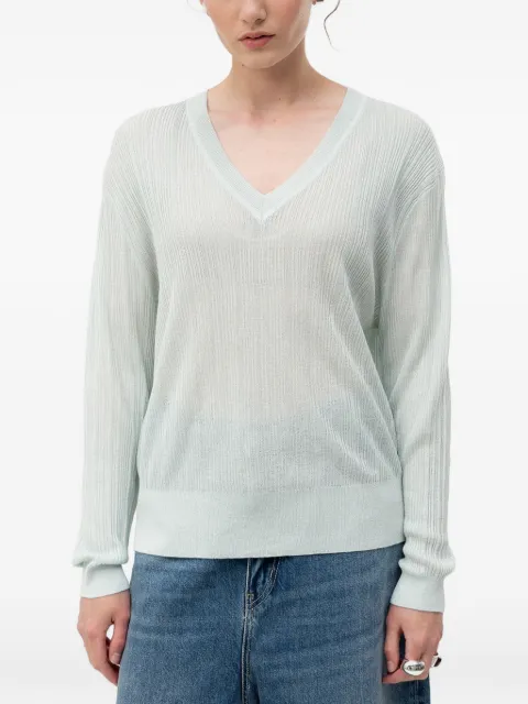 HUGO ribbed-knit V-neck sweater Green 50564299