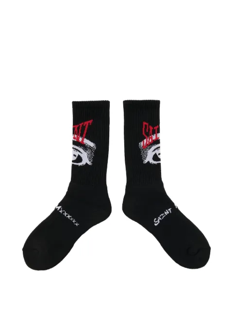 SAINT MXXXXXX Eye ribbed socks Black SMMK10000106