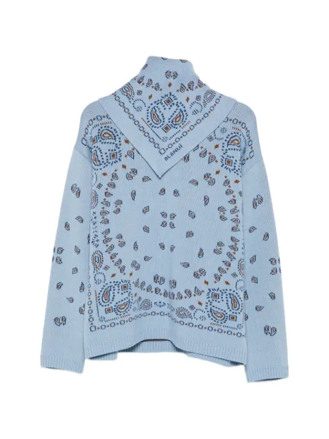 Alanui bandana-jacquard sweater Blue LWHE075E26KNI0014284