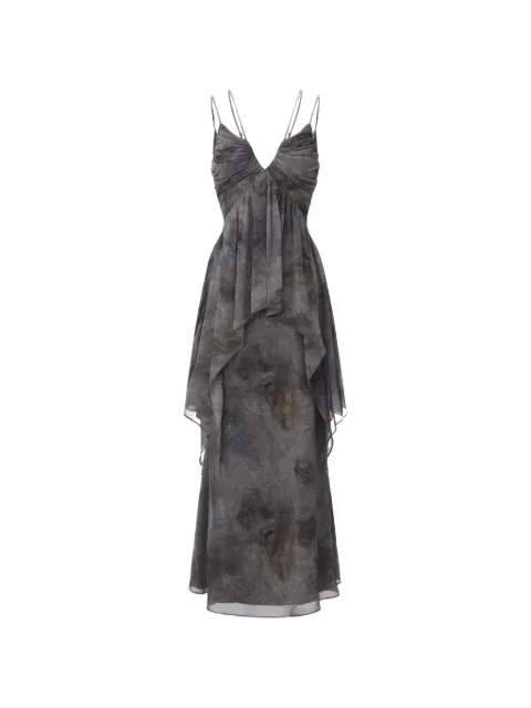 ELYWOOD ink-wash shirred layered maxi dress Grey 2FS132KL