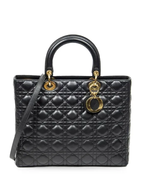Christian Dior Pre-Owned large Lady Dior Cannage tote bag Black MA0999