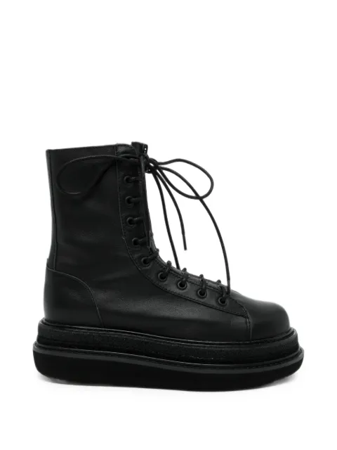 Yohji Yamamoto oil-leather zip military boots Black FVE52762BLACK