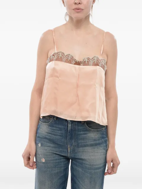 BODE lace-trim satin top Pink WRF24SH047