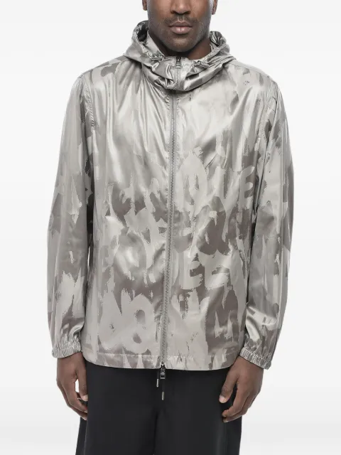 Alexander McQueen logo-print hooded jacket Grey 794263QRAA91278