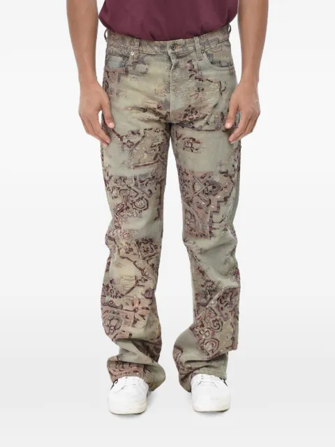 Off-White tapestry-print jeans Grey OMYA154F22DEN0038461