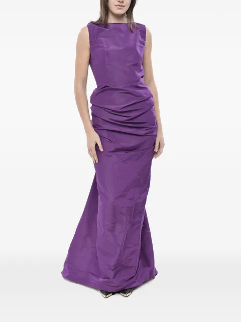 SUPER BLOND draped silk mermaid dress Purple DRESSDVNVIOLA