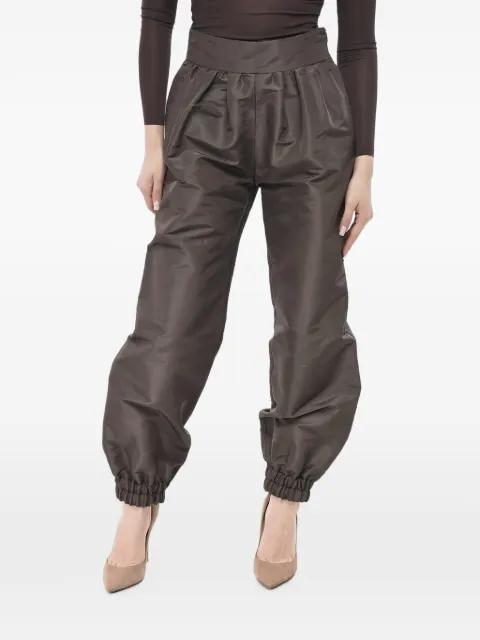 SUPER BLOND pleated silk-organza trousers Brown TROUSEREMARRONECHIARO