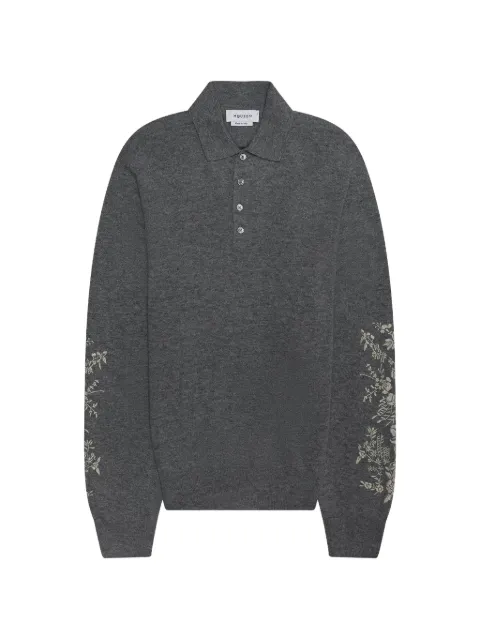 Alexander McQueen embroidered long-sleeve polo shirt Grey 875514Q1BHM