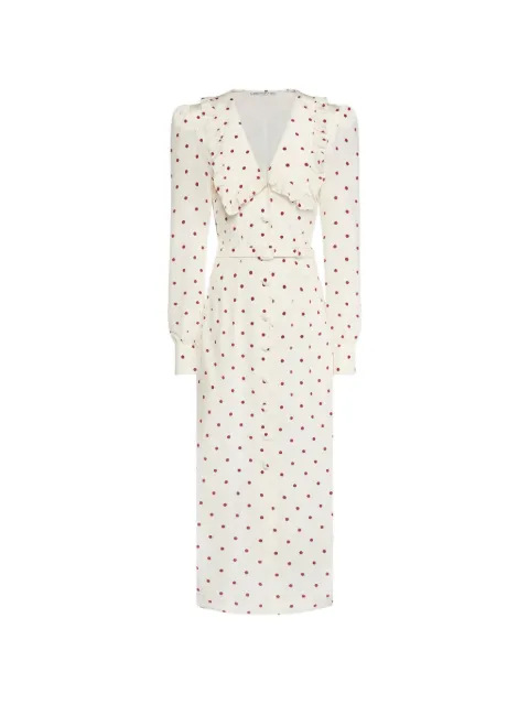 Alessandra Rich polka-dot silk midi dress with V-neckline White FABX4389F48311822