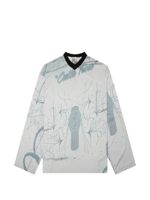 JUNGLES JUNGLES Outta Time mesh jersey T-shirt Blue MCJOTMLT