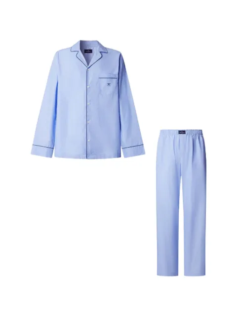 Hackett London logo-embroidered piped pajamas set Blue HMU200064