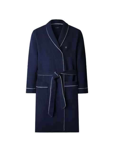 Hackett London waffle-weave embroidered dressing gown Blue HMU200016