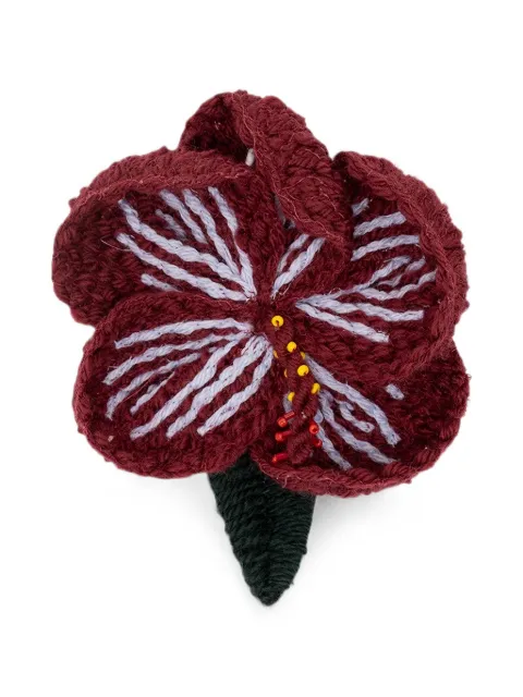 Alanui crochet-knit flower brooch Red LWRR005E26KNI0012857