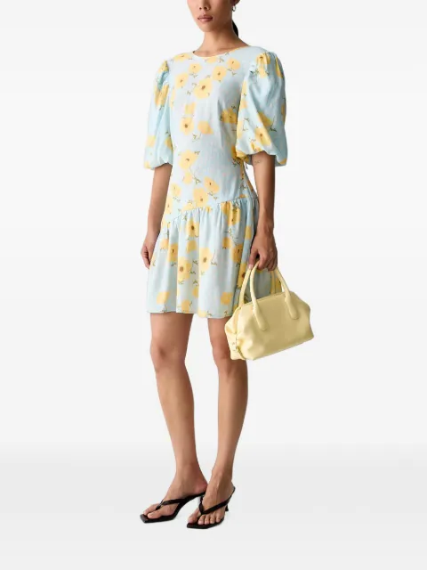 NEVER FULLY DRESSED floral-print puff-sleeve mini dress Blue NFDDR3427