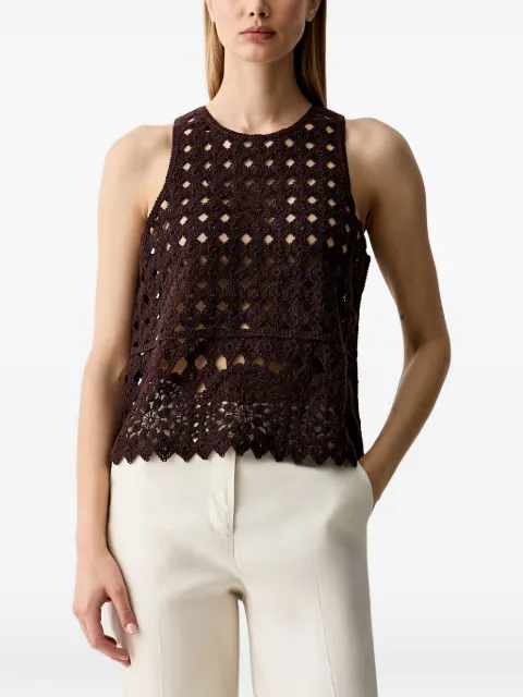 Sisley crochet-knit scalloped-edge sleeveless top Brown 5SMMLH01X