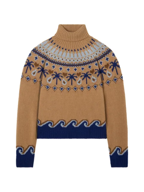 Alanui Sweet Winter palm-tree sweater Neutrals LWHF001E26KNI0016145