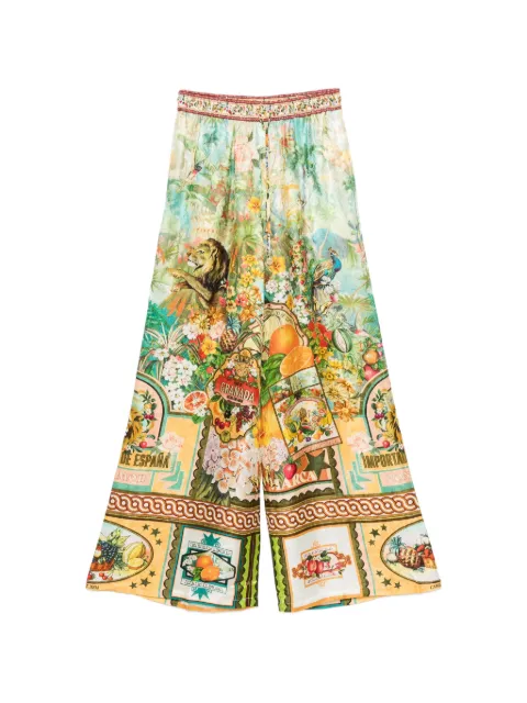 Camilla graphic-print palazzo pants Green 00041595
