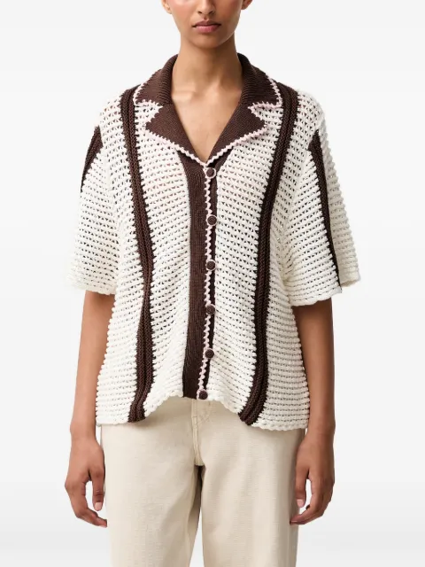 Stine Goya crochet-knit striped cardigan White SGK087