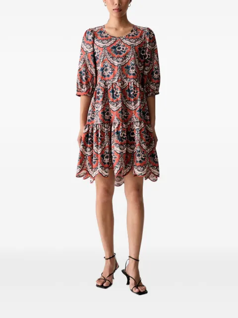 FARM Rio floral-print tiered mini dress Orange 356869