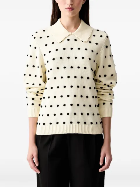 Stine Goya polka-dot pom-pom sweater Neutrals SGK033