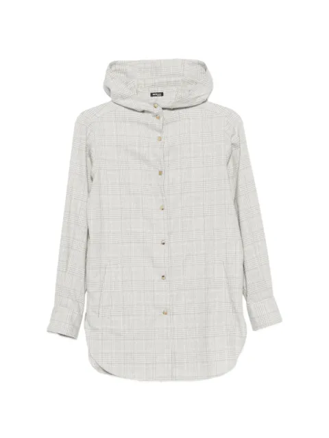 Kiton Prince of Wales check hooded shirt Grey D54435H0985914