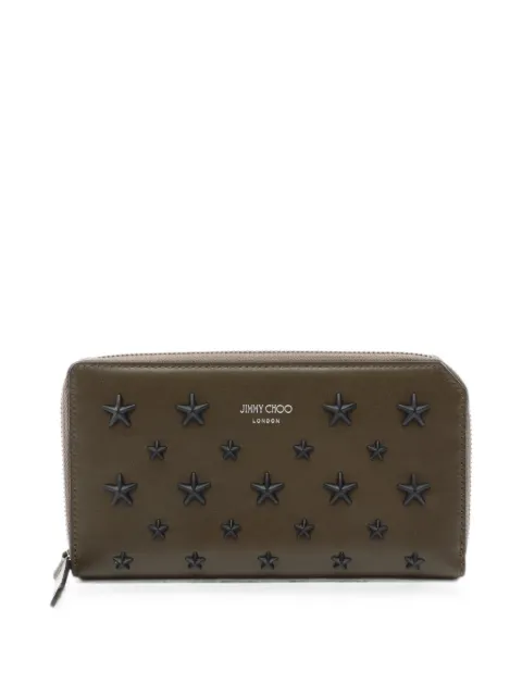 Jimmy Choo Pre-Owned 2010s Carnaby star-studded wallet Green 1083572