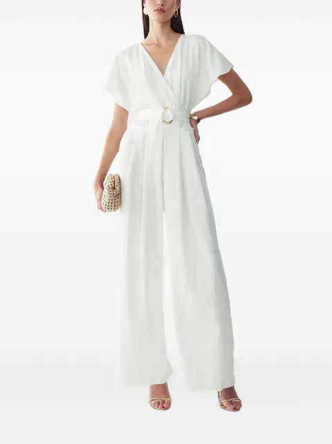 BWLDR belted V-neck jumpsuit White BW03246