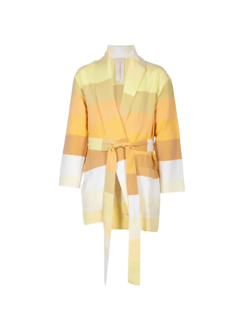 Marrakshi Life stripe-pattern belted jacket Yellow C22048