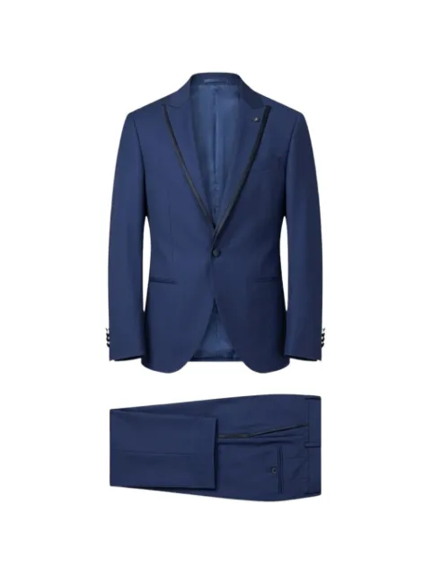 LUIGI BIANCHI MANTOVA satin-trim peaked-lapel suit Blue 936273343988