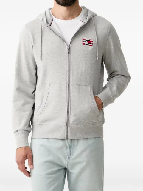Tommy Hilfiger logo-embroidered zip-up hoodie Grey MW0MW43382