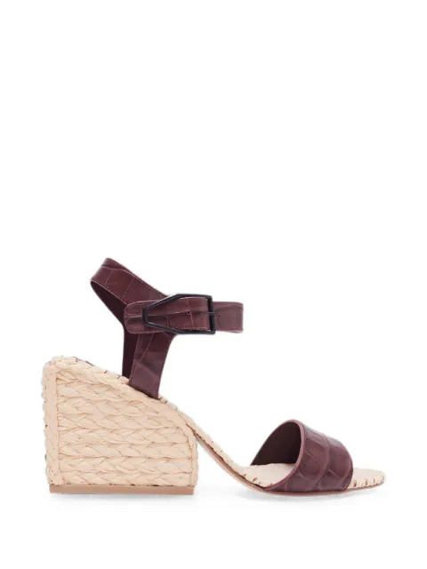 Paul Andrew Adroit crocodile-effect raffia-trim espadrilles Brown ADROIT