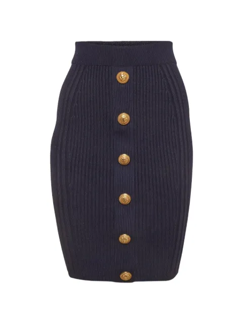 Balmain Pre-Owned ribbed-knit pencil mini skirt Blue 1378351