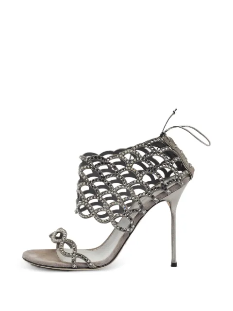Sergio Rossi Vintage crystal-embellished ankle-strap sandals Grey 1378013