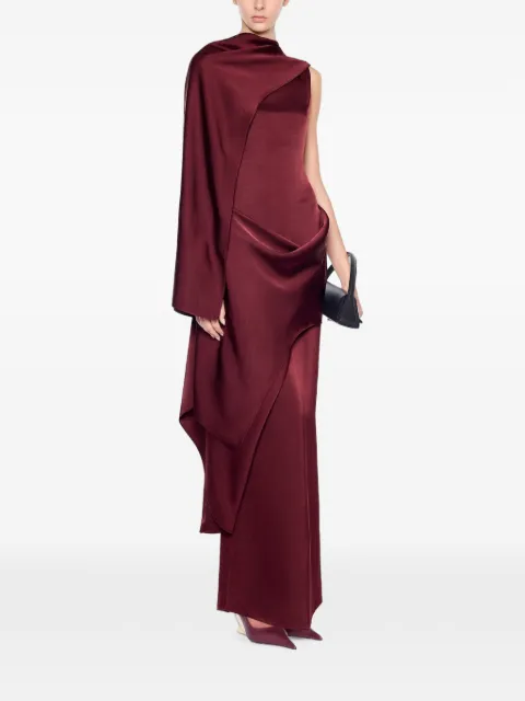 CHATS BY C.DAM Veena asymmetric draped-overlay dress Red CV440