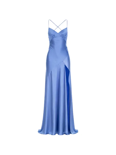 ROSERRY Seville satin-finish side-slit maxi dress Blue SEVILLEMAXISATIN