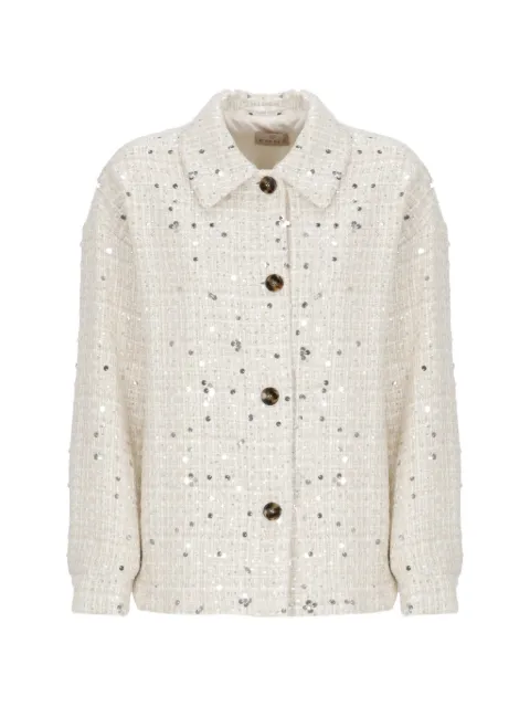 EMME sequin-embellished tweed jacket Neutrals EMMOLIO2615041051200001