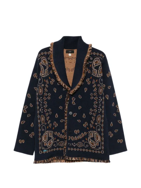 Alanui paisley-jacquard cardigan Blue LMHB039E26KNI0014684