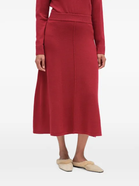 Chinti & Parker ribbed-knit A-line midi skirt Red KAW2453