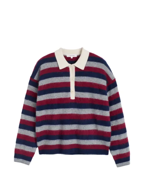 Chinti & Parker striped merino wool sweater Grey KAW2611GREYNAVYCHERRY