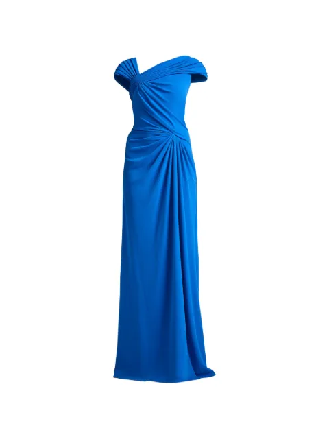 Tadashi Shoji Mireya ruched draped-detail gown Blue BOS26286LCLBRZ