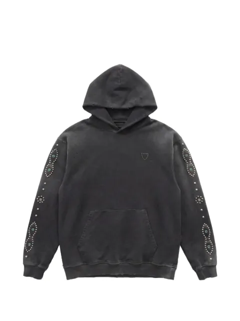 Htc Los Angeles Moustache studded distressed hoodie Black 26SNCMG007