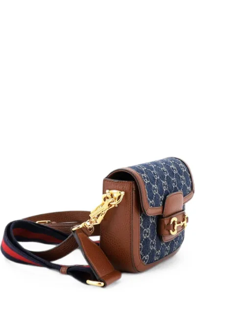Gucci Pre-Owned Horsebit 1955 GG Denim Mini shoulder bag Blue LCL06OTBGFT8LLLW