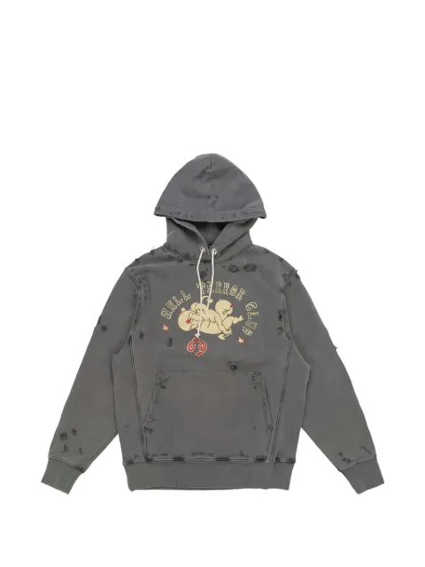 Htc Los Angeles distressed graphic-print hoodie Black 22SHTMG004