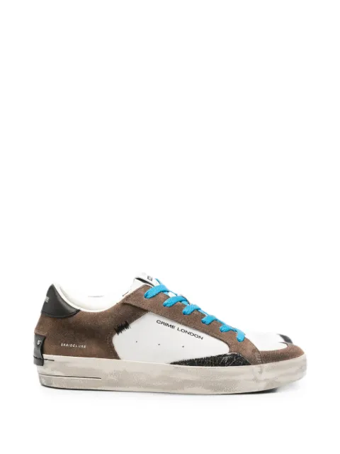 Crime London Sk8 Deluxe distressed-effect panelled sneakers Brown 11107AA860