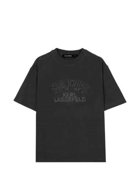 Karl Lagerfeld logo-embroidered acid-wash T-shirt Black 755170563250