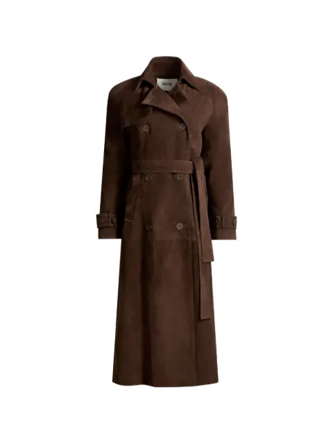 ducie Corrin double-breasted lamb suede trench coat Brown CORRIN