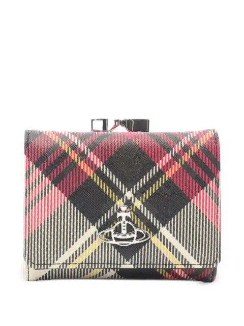 Vivienne Westwood Pre-Owned 2020s small Frame Orb-plaque tri-fold wallet Black 1085038