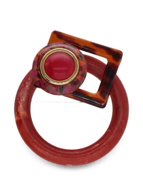 Vintage geometric tortoiseshell-effect brooch Red W27526112