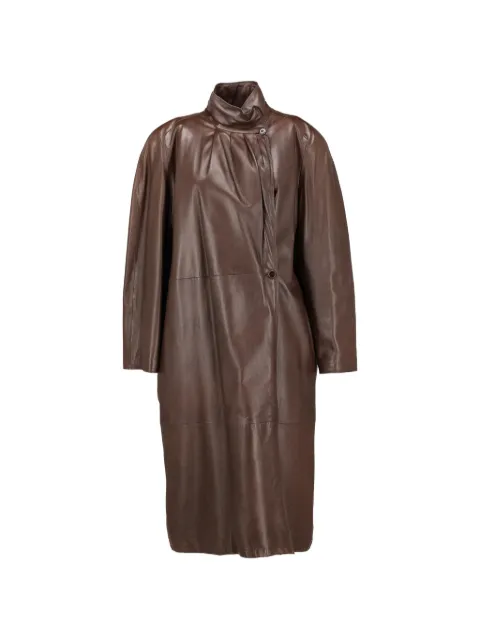 Vintage high-neck leather coat Brown W2752625
